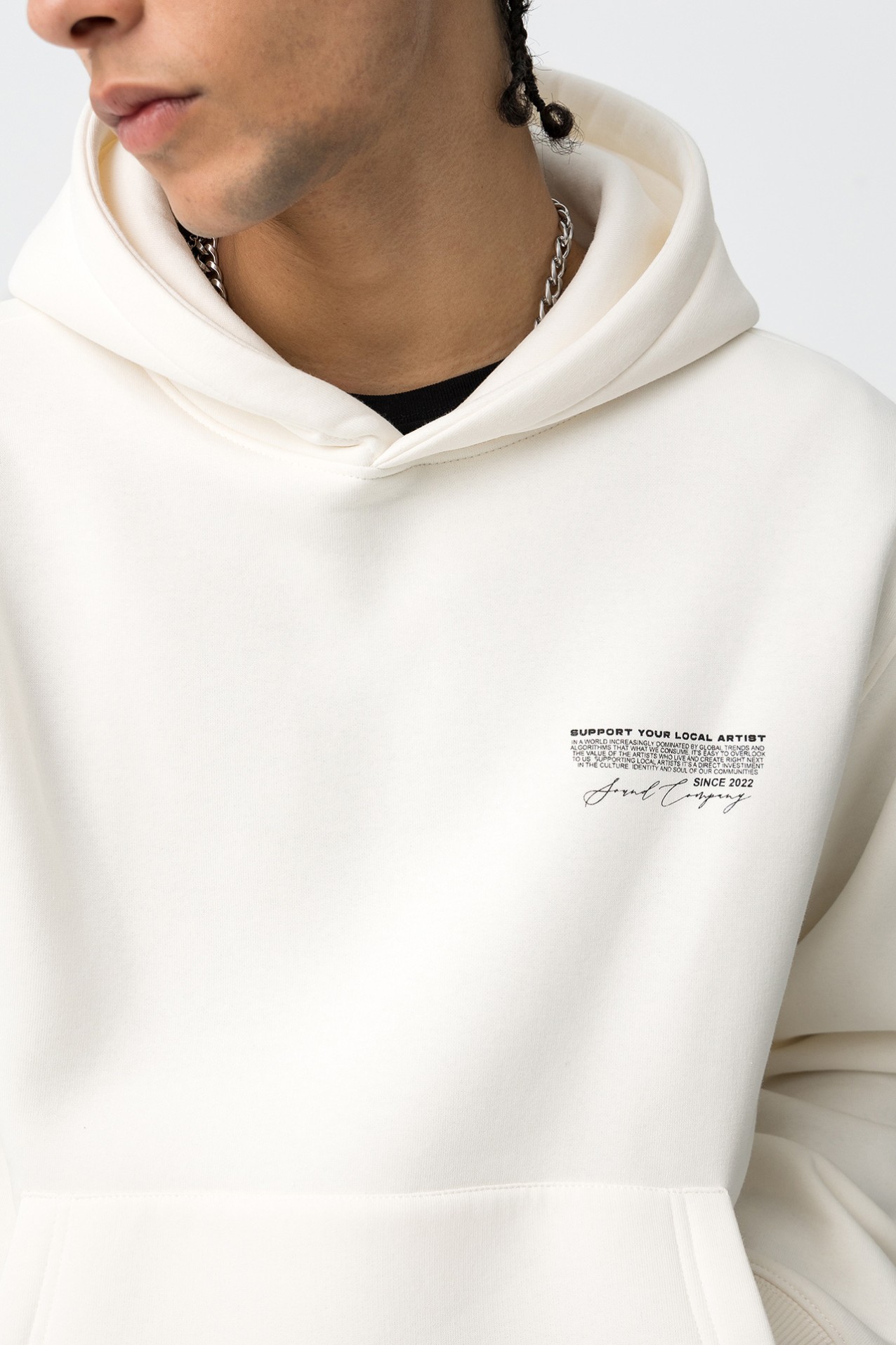 Hoodie Bege com Estampa