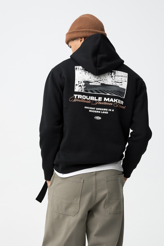 Hoodie Preto Estampado
