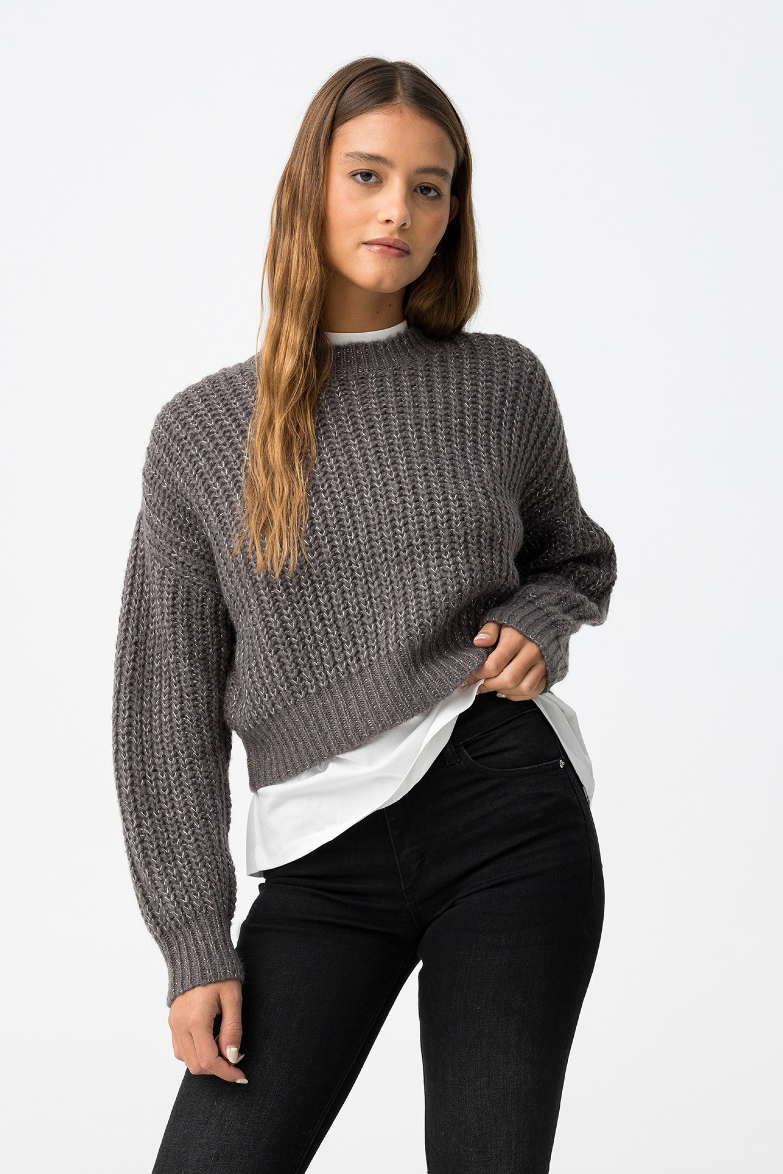 Camisola Oversized com Fio Metlico