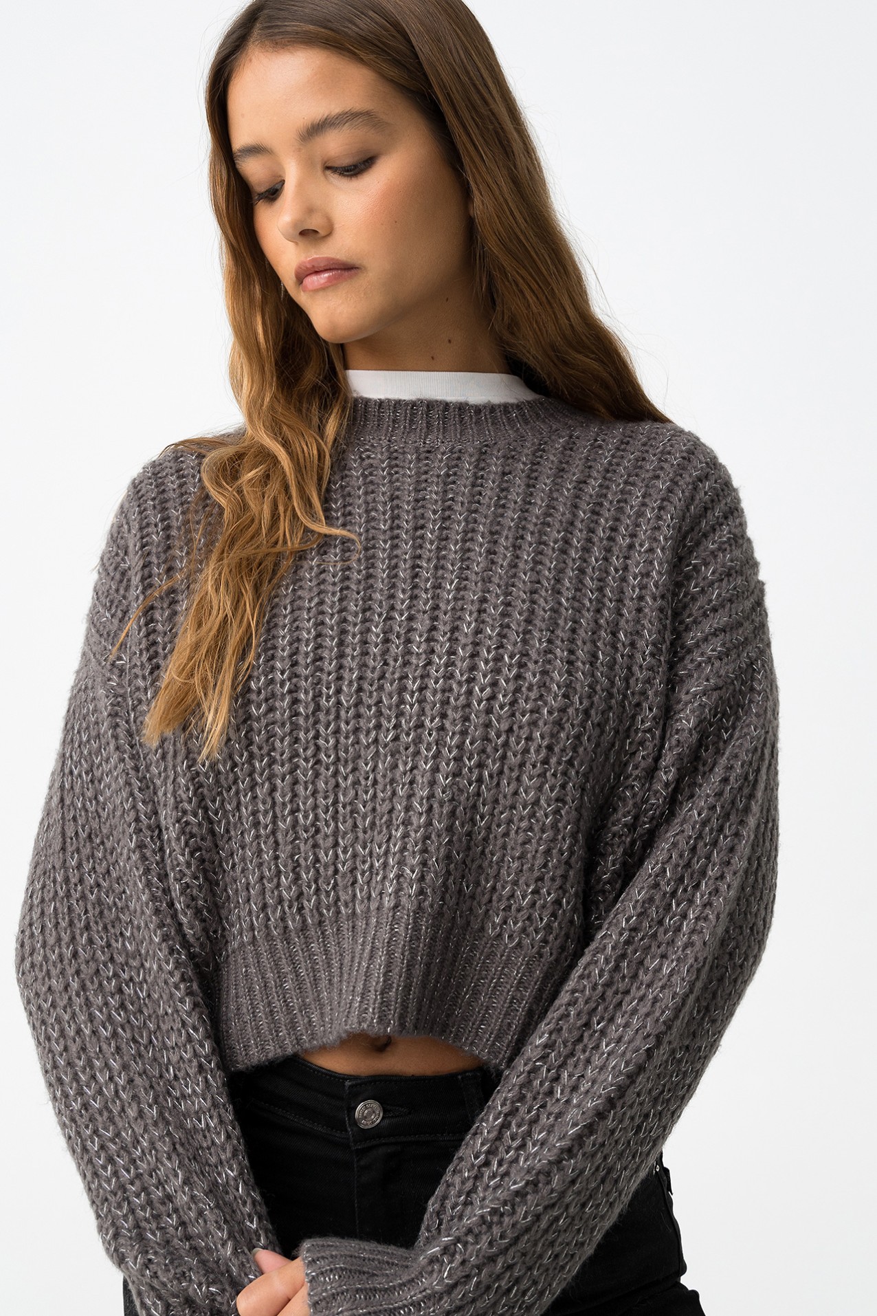 Camisola Oversized com Fio Metlico