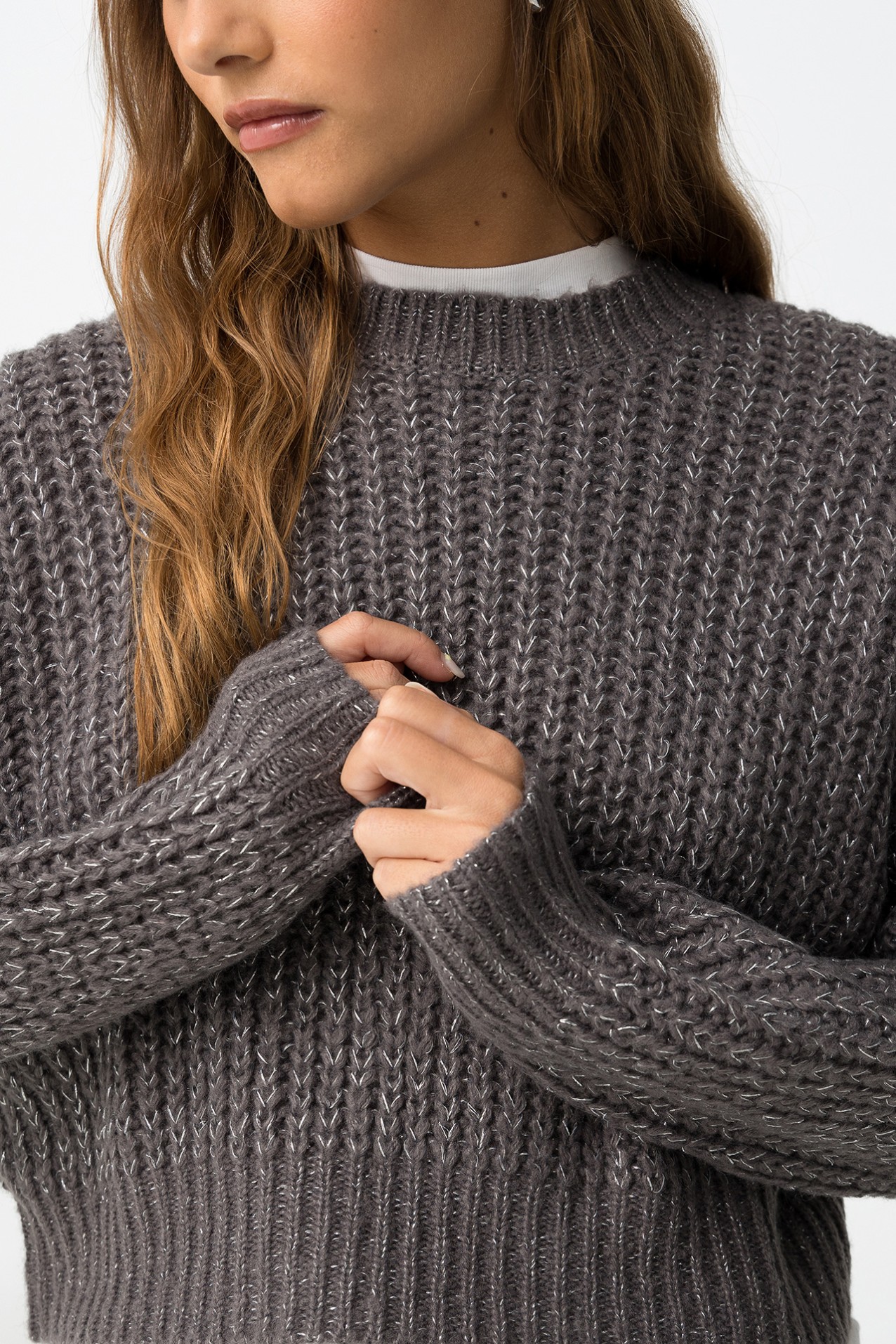 Camisola Oversized com Fio Metlico