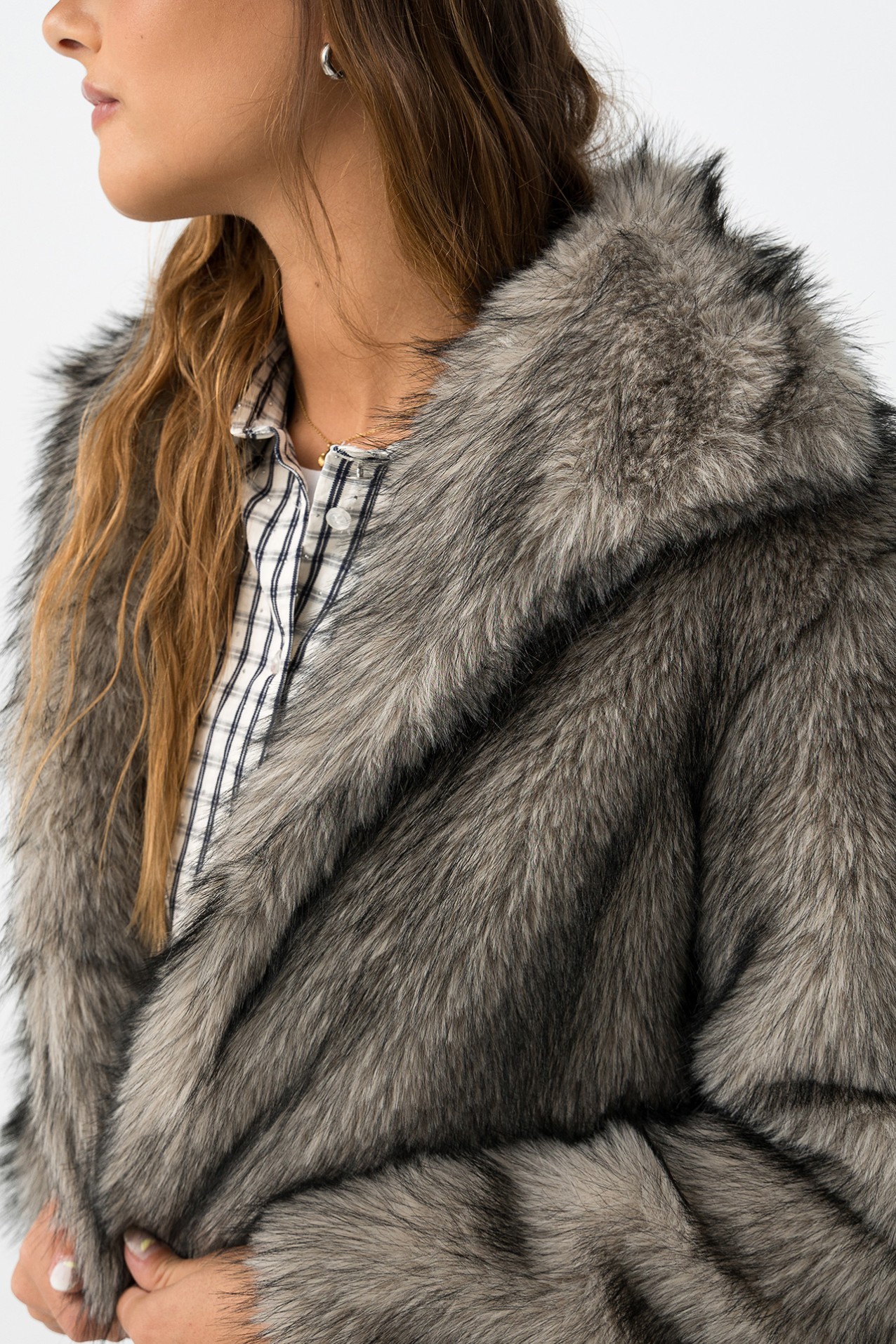 Chaqueta Corta Efecto Pelo