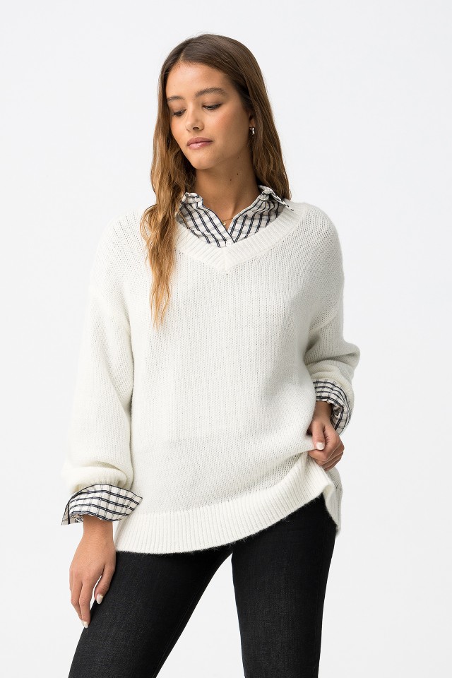Beige Oversize Knit Sweater