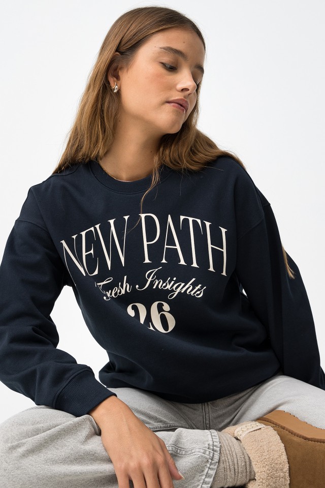 Sweatshirt Relaxed Azul Escuro