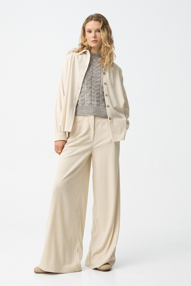 Beige Palazzo Trousers