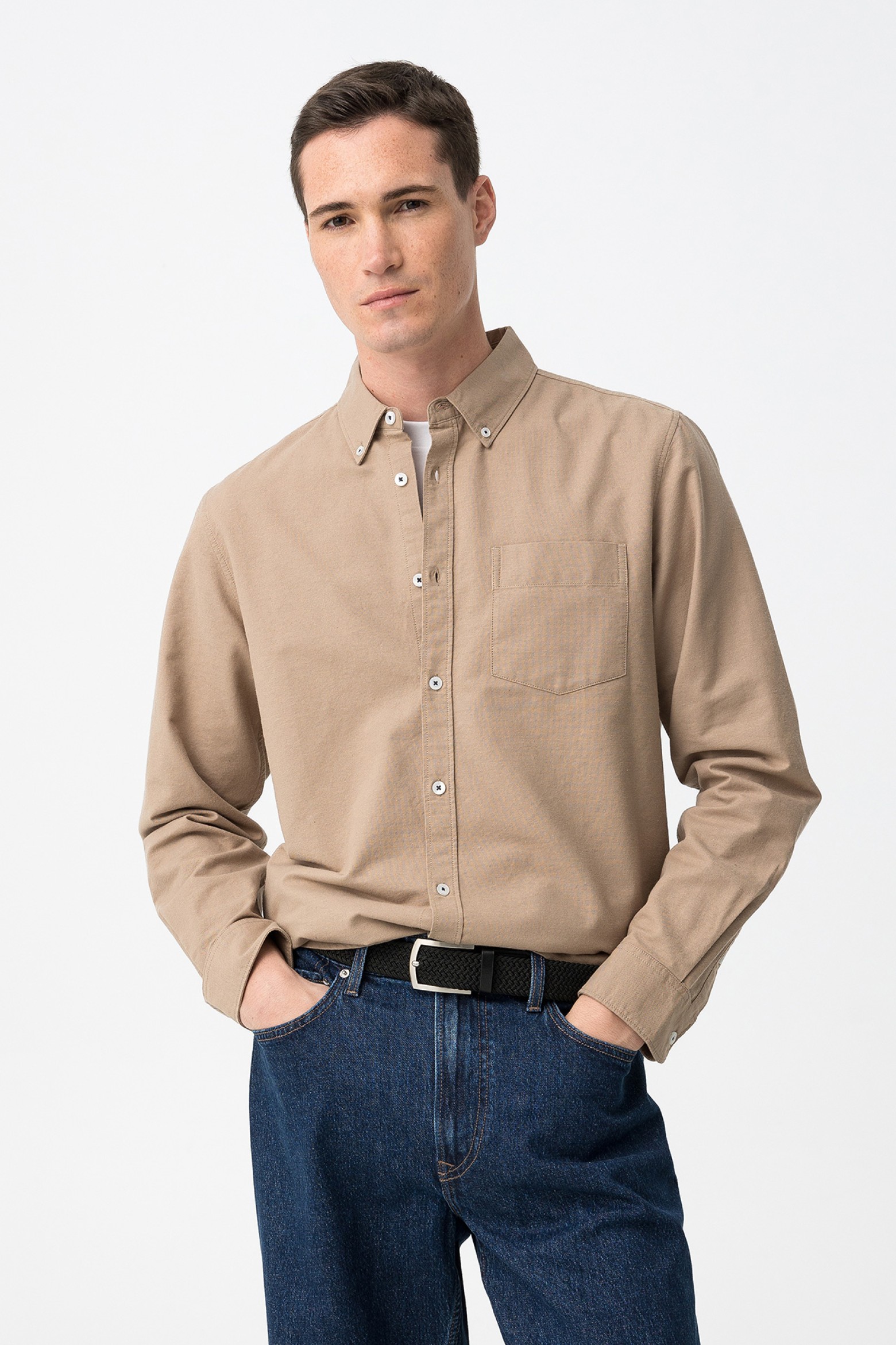 Camisa Bege Manga Comprida