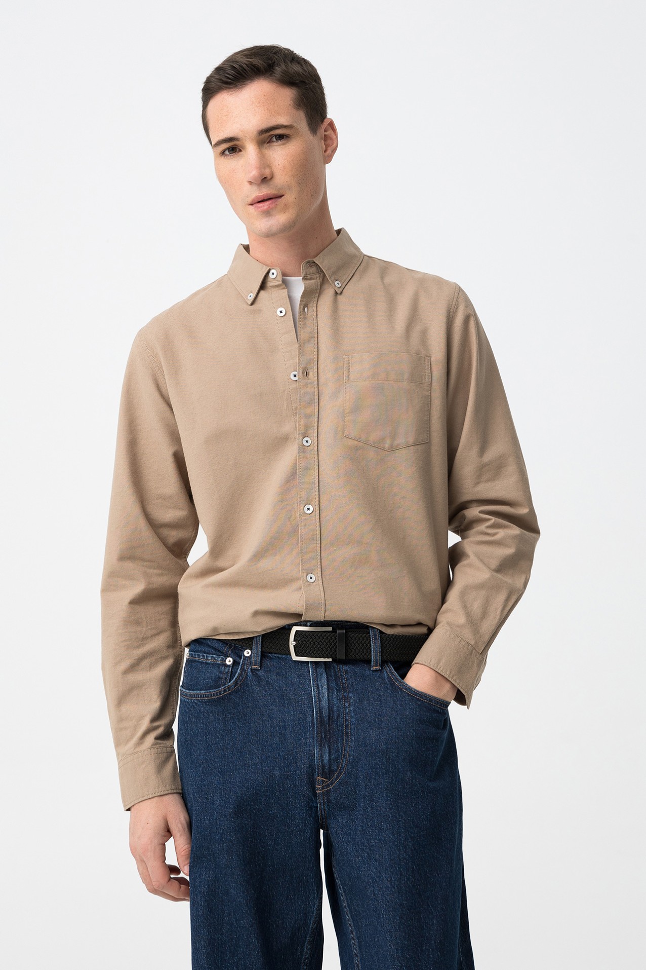 Camisa Bege Manga Comprida