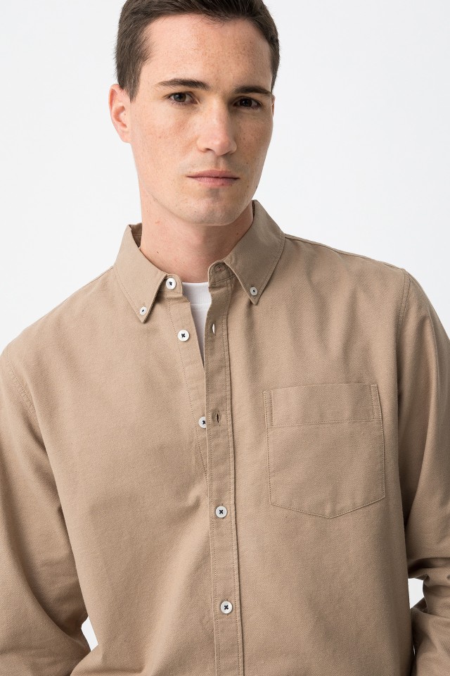 Camisa Bege Manga Comprida