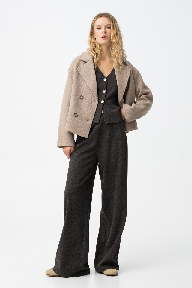 Wide Leg Grey Trousers