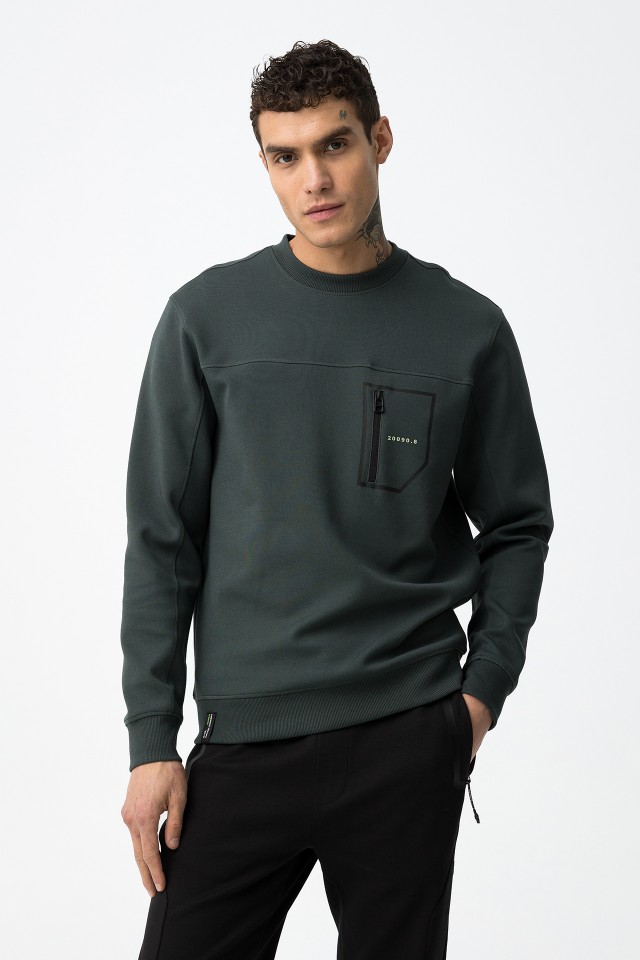 Sweatshirt com bolso de z�per