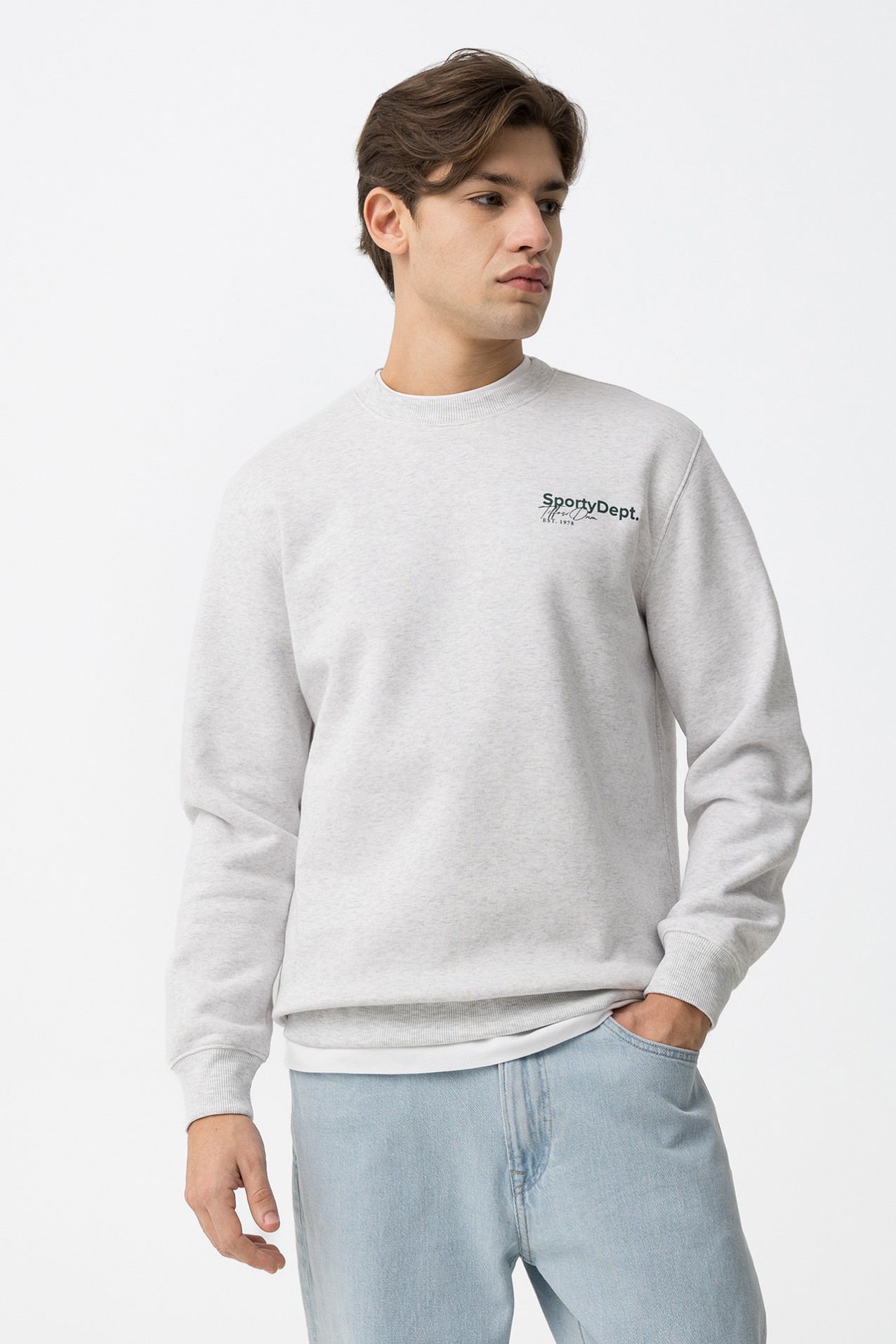 Sudadera Gris blanco melange