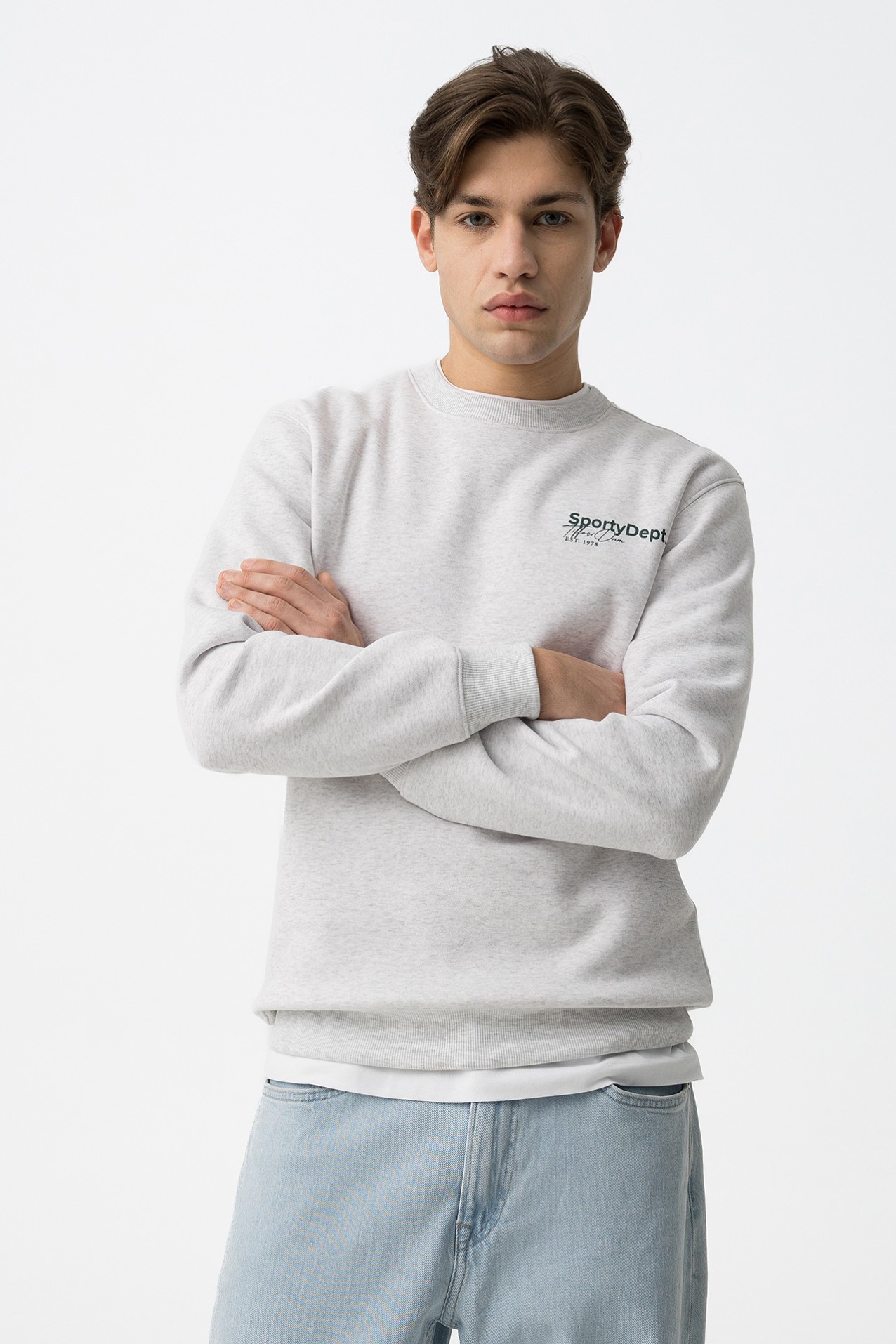 Sudadera Gris blanco melange