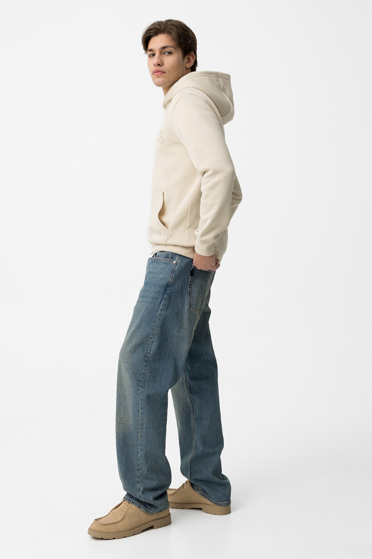 Sudadera Con Capucha Beige