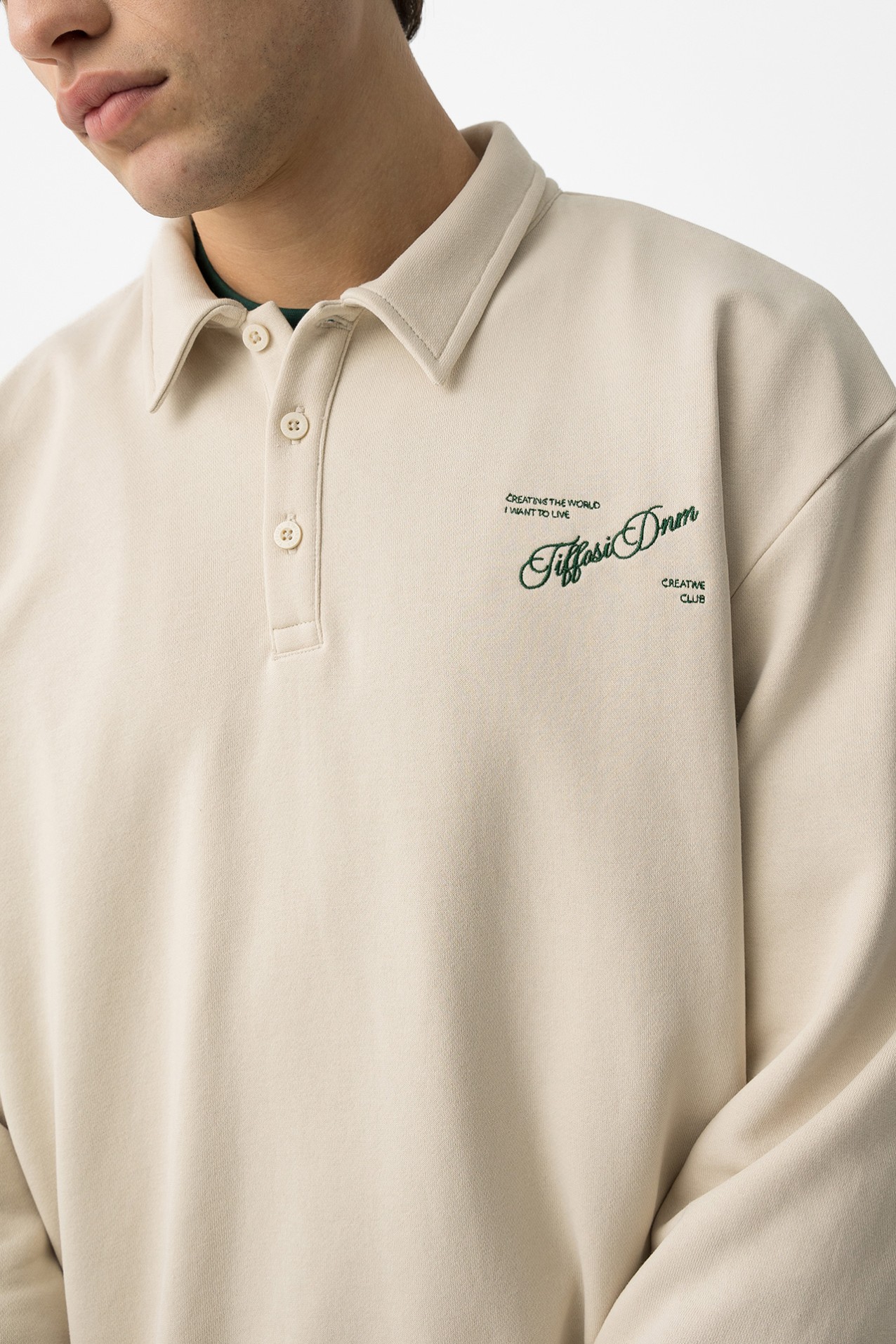 Beige Long Sleeve Polo