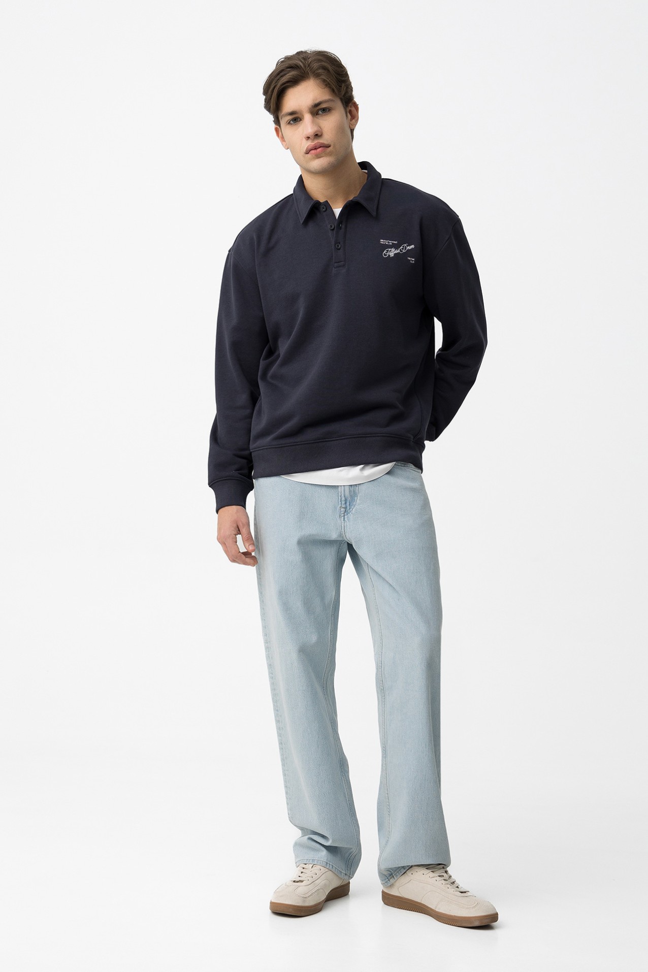 Polo Manga Larga Azul