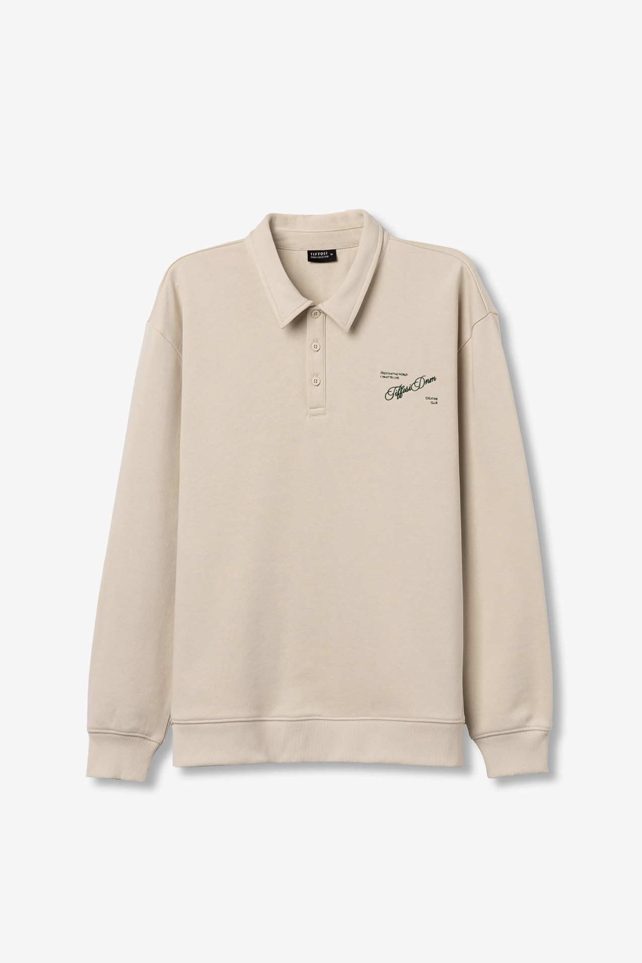 Beige Long Sleeve Polo