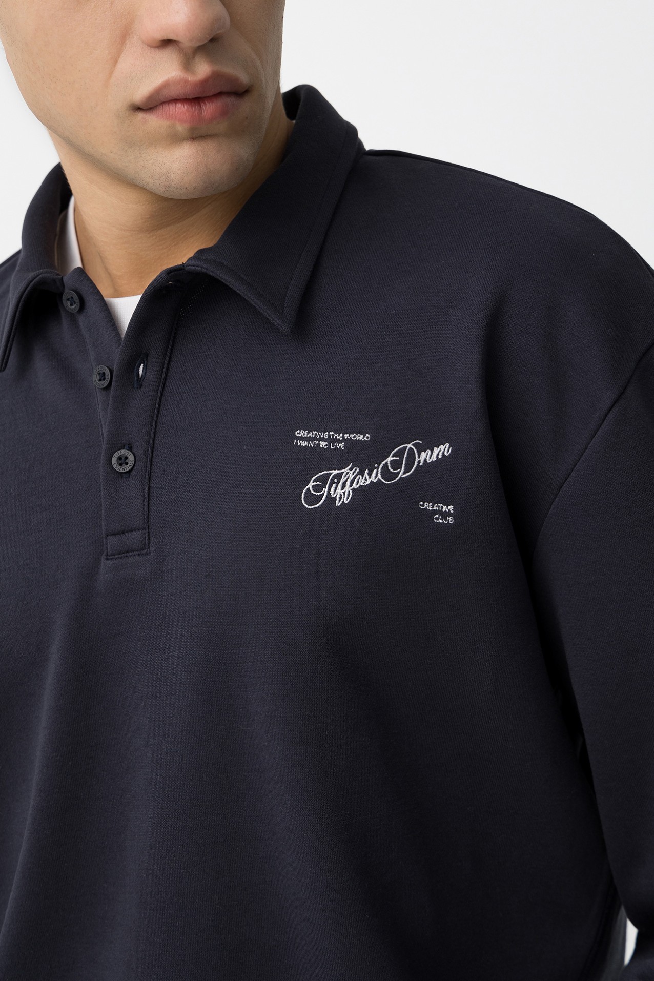 Polo Manga Larga Azul