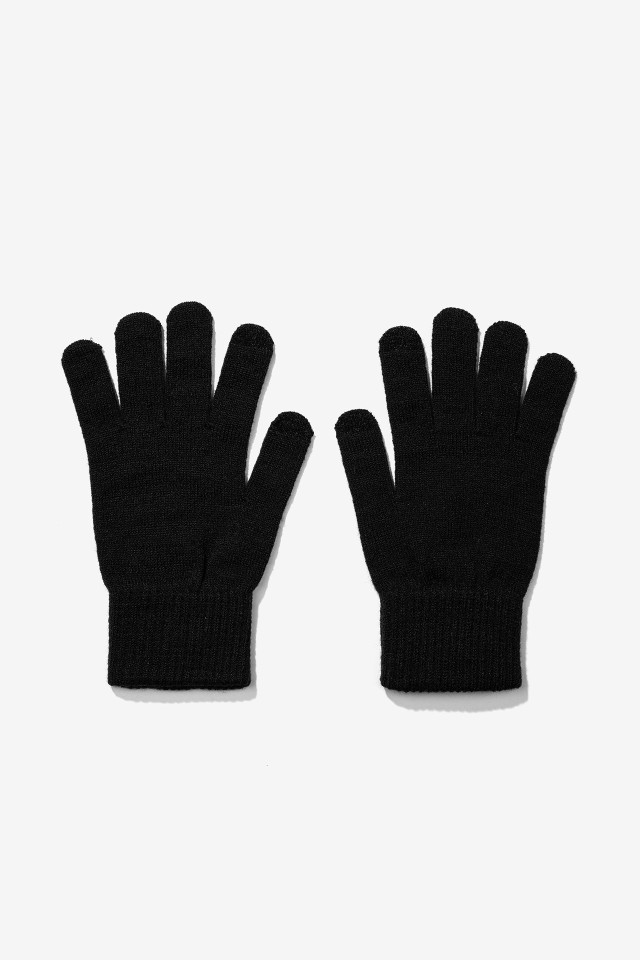 Black Minimalist Knit Gloves