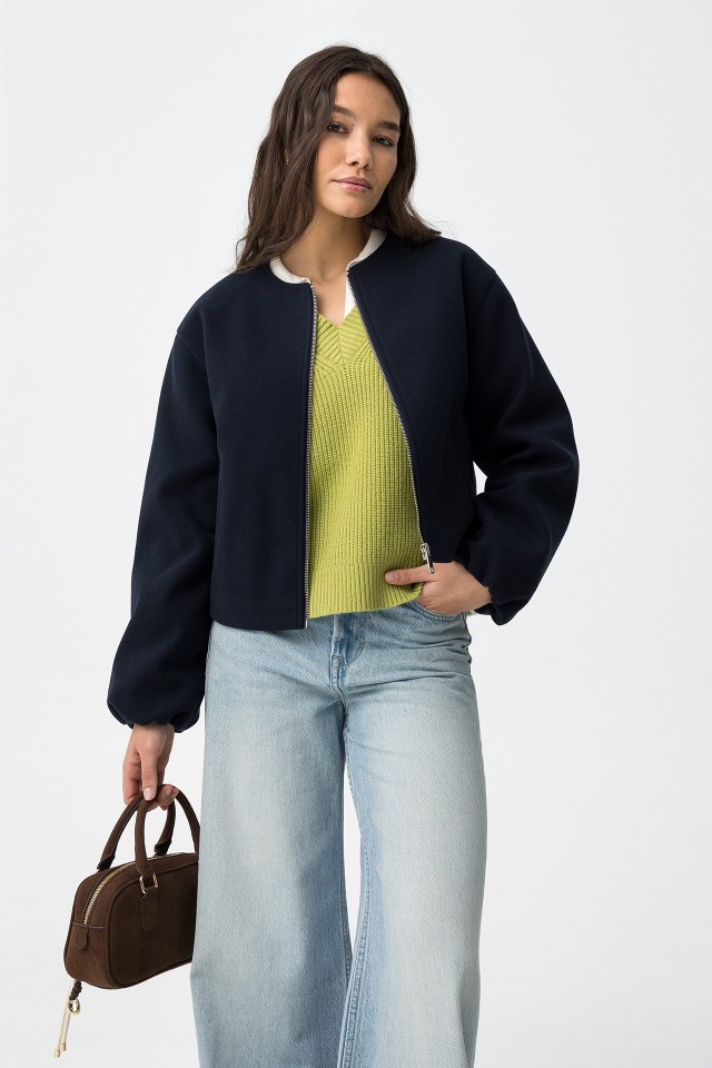 Navy Blue Regular Jacket