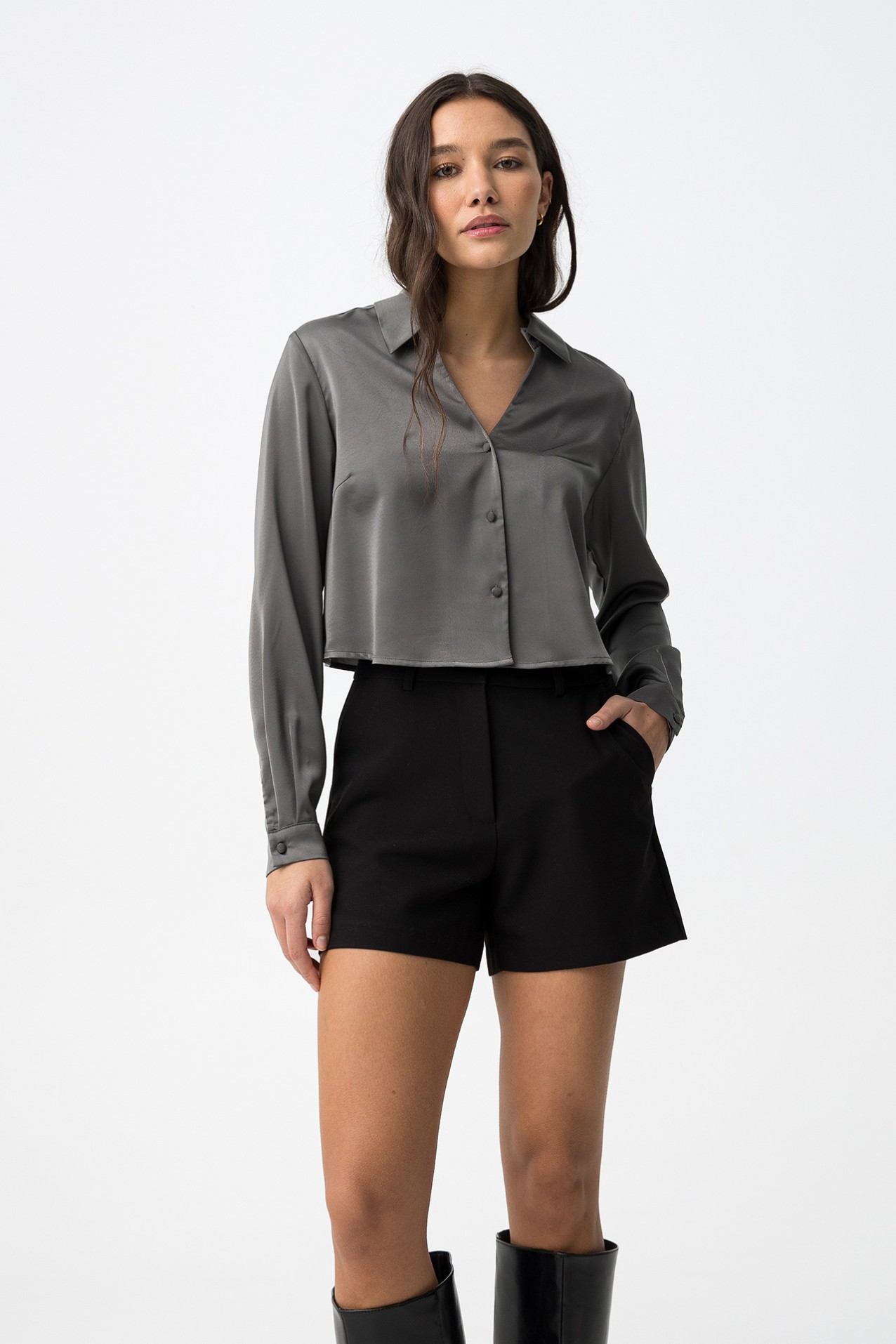 Camisa Manga Larga Gris