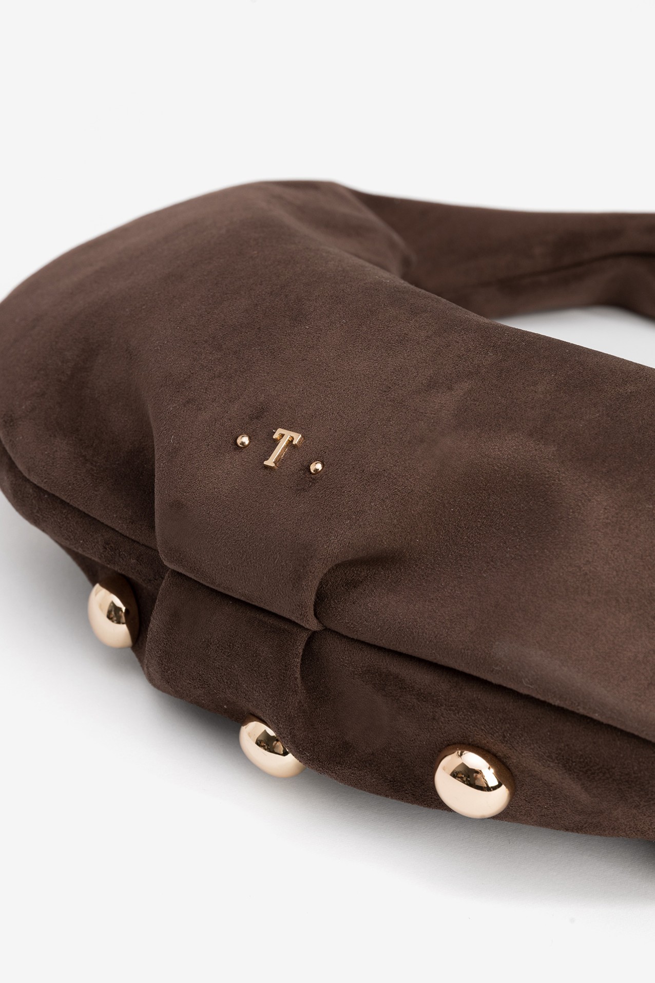 Chocolate Studded Suede Bag