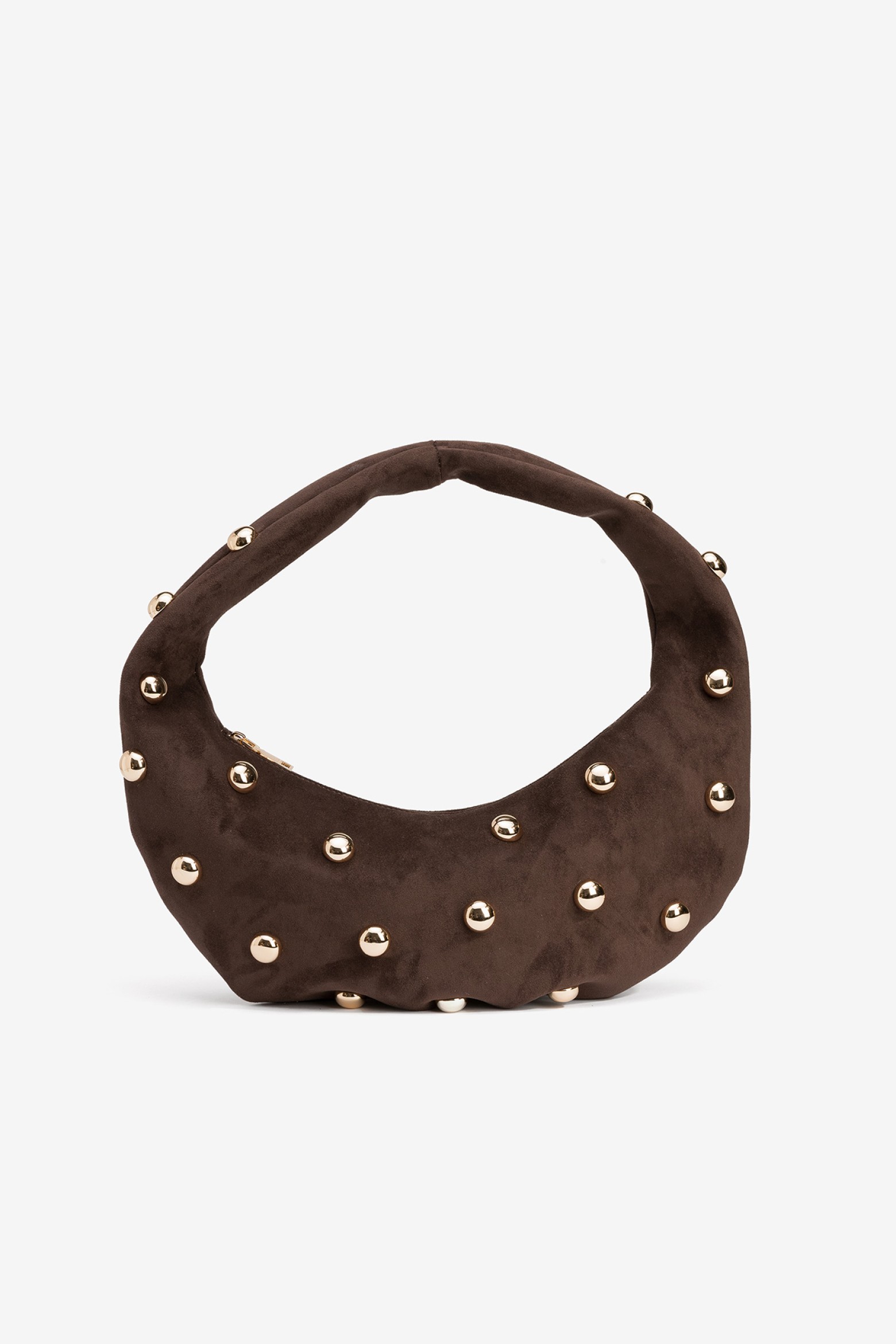 Chocolate Studded Suede Bag