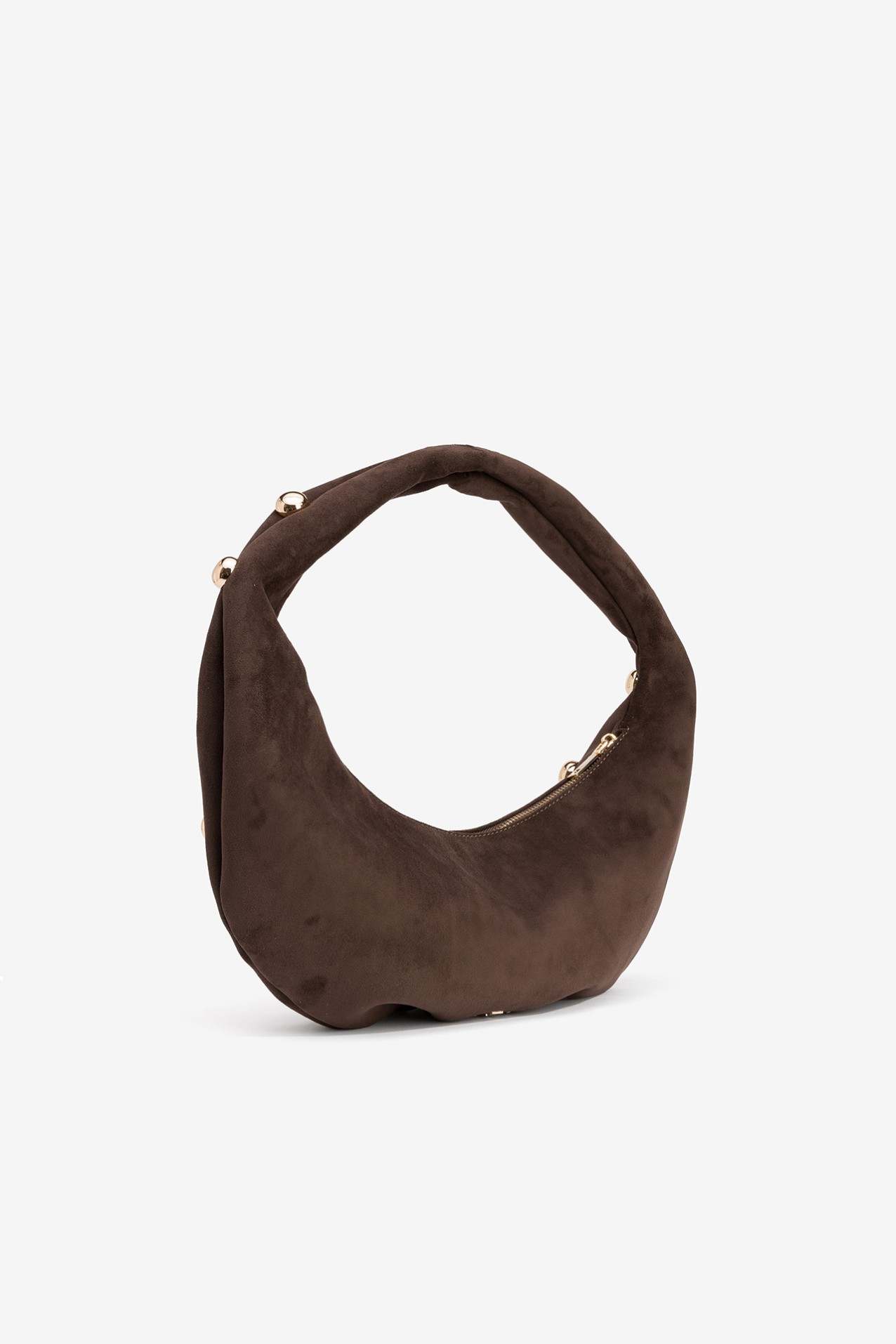 Chocolate Studded Suede Bag