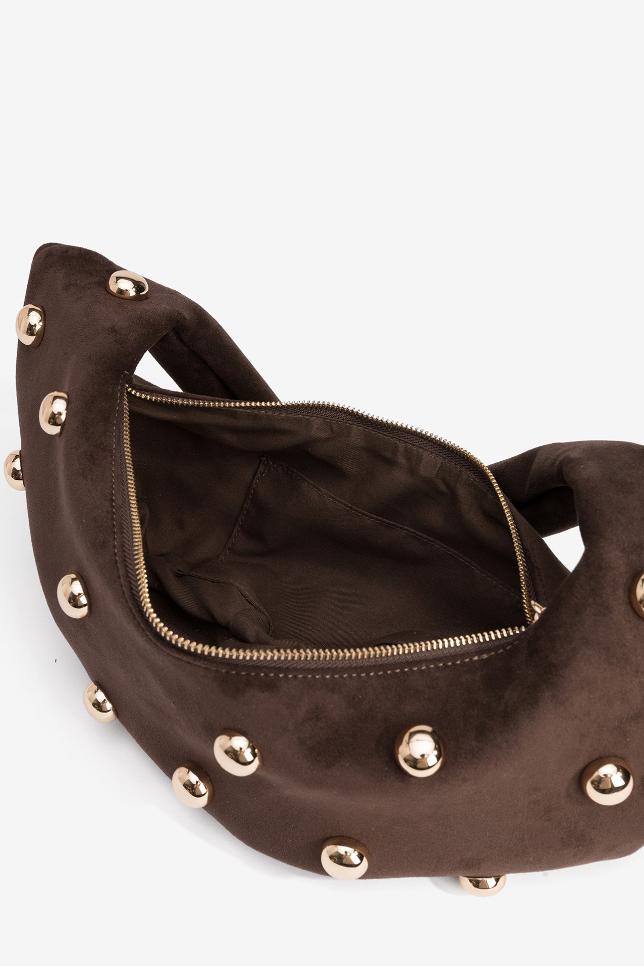 Chocolate Studded Suede Bag