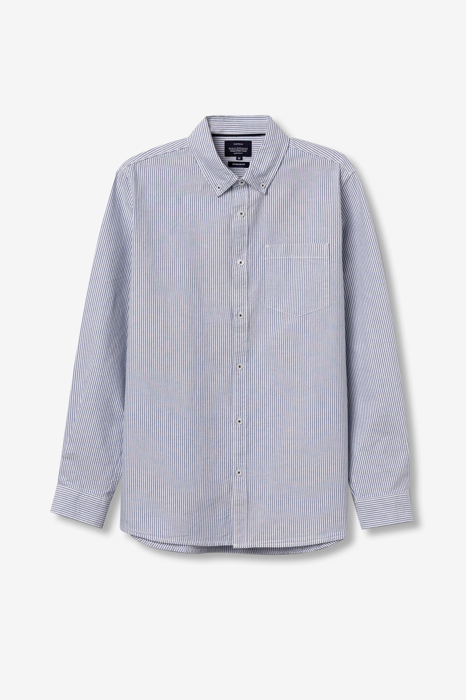 Camisa Regular Fit Oxford às Riscas