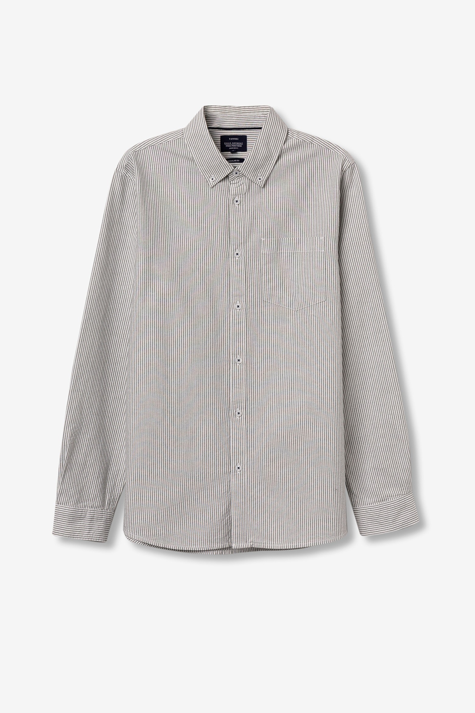 Camisa Regular Fit Oxford às Riscas