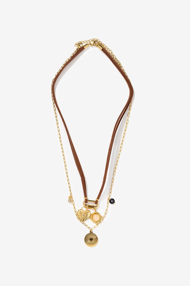 Layered Gold Charm Necklace