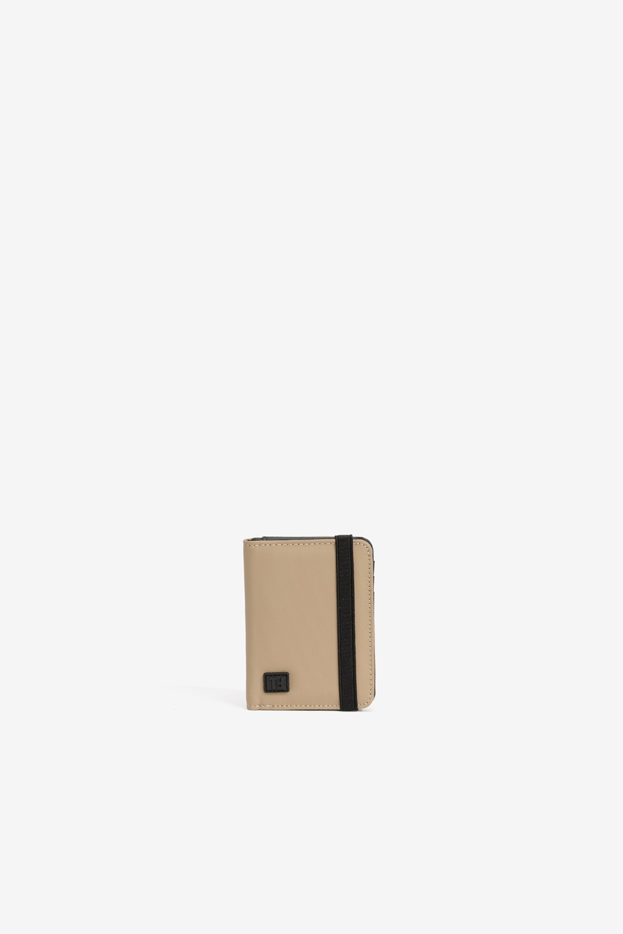 Beige Wallet With Black Elastic