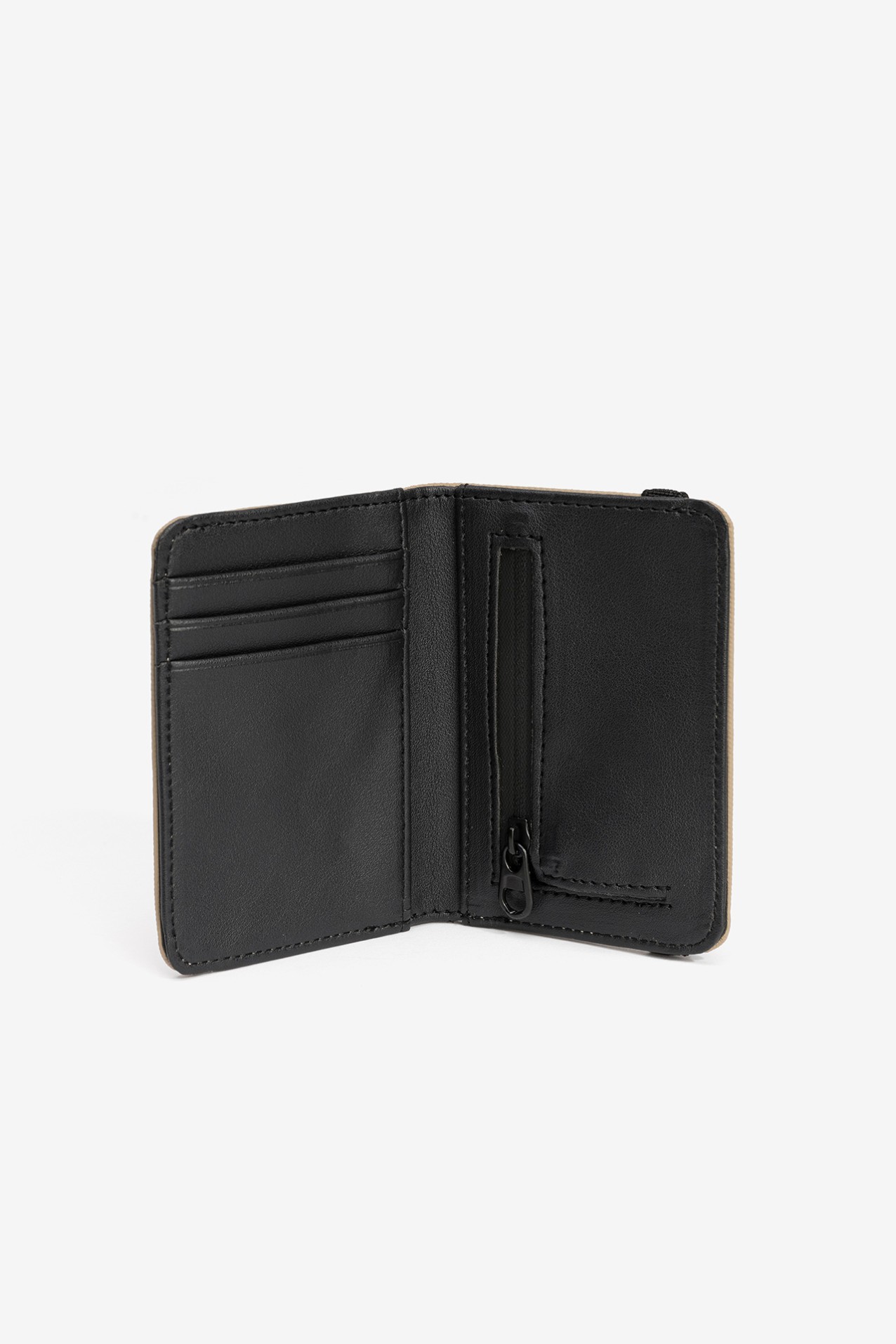 Beige Wallet With Black Elastic