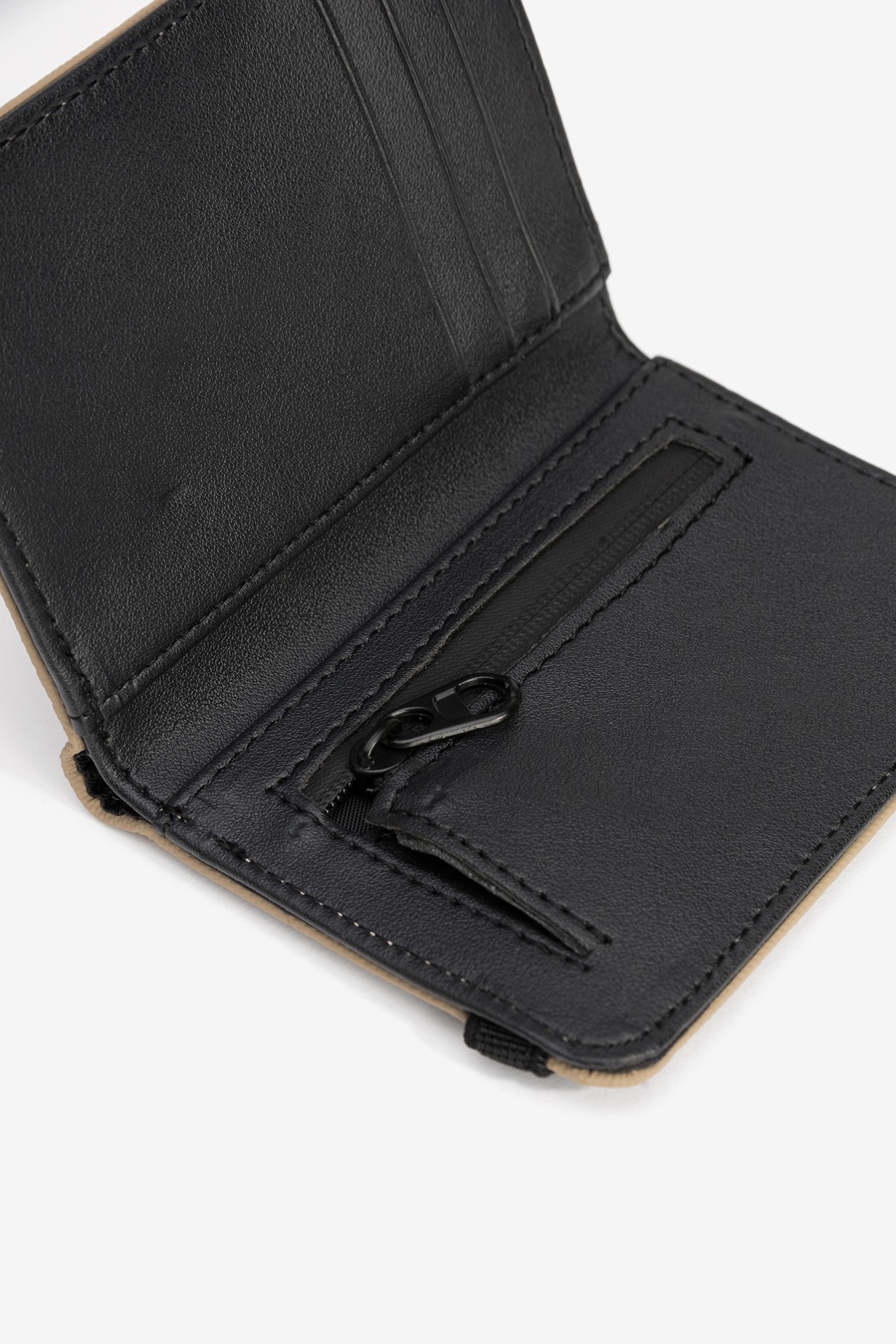 Beige Wallet With Black Elastic