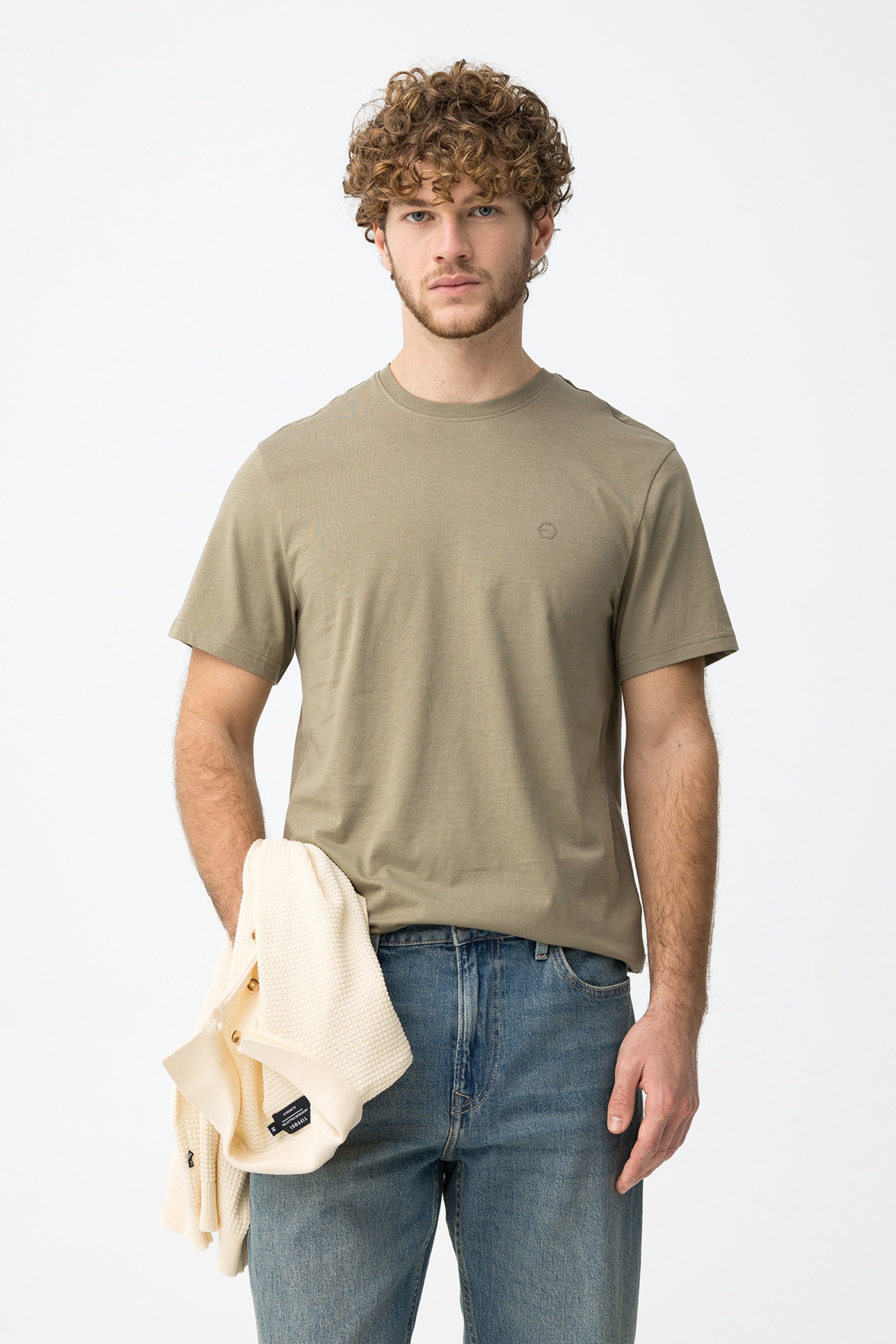 Cotton T-shirt with Embossed Detail
