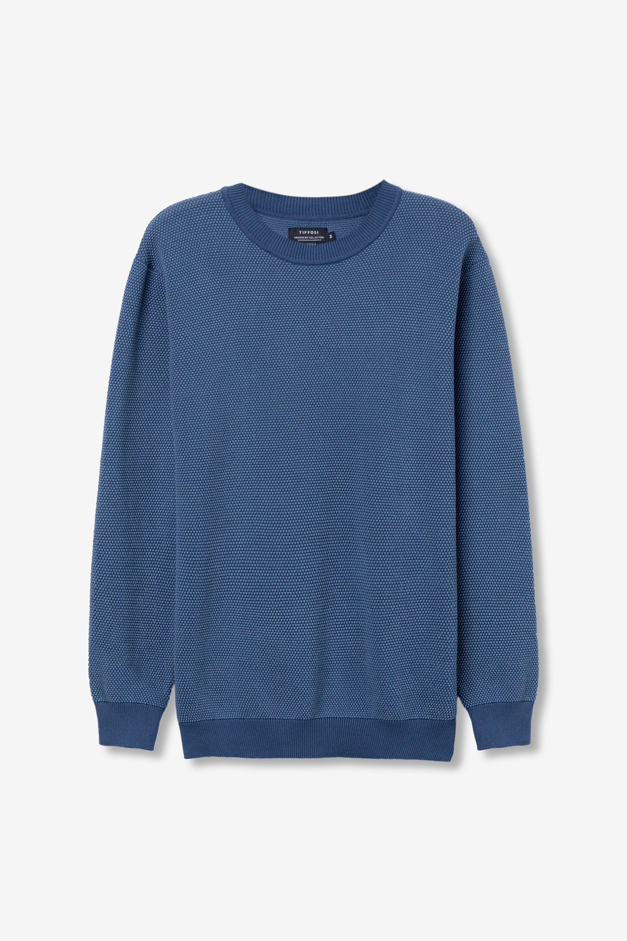 Blue Textured Knit Sweater