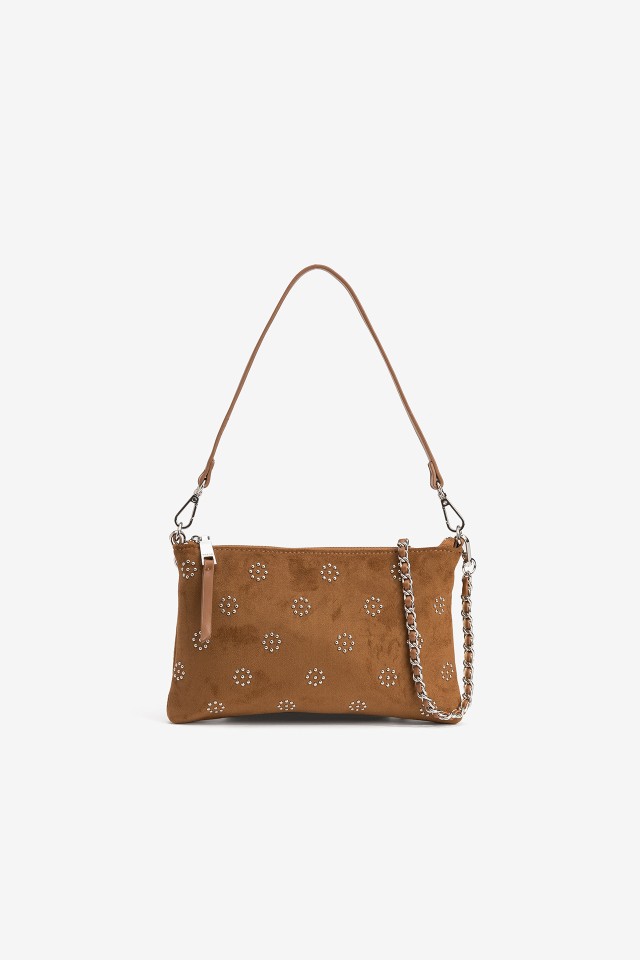 Brown Studded Crossbody Bag