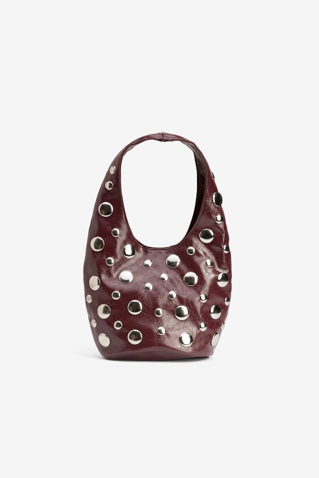 Burgundy Studded Round Bag Burgundy Studded Round Bag