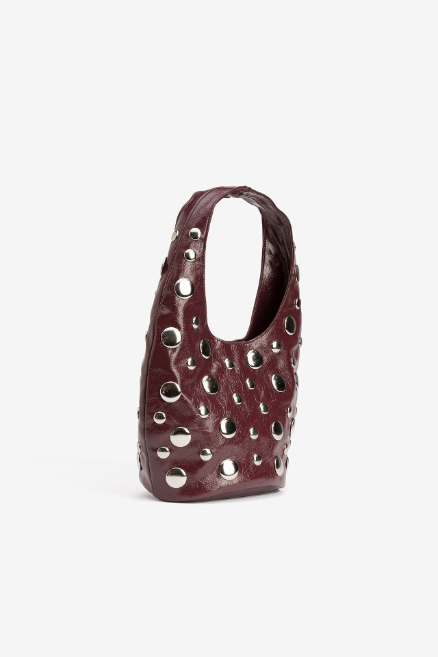 Burgundy Studded Round Bag Burgundy Studded Round Bag