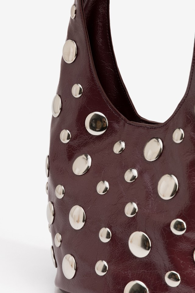 Burgundy Studded Round Bag Burgundy Studded Round Bag