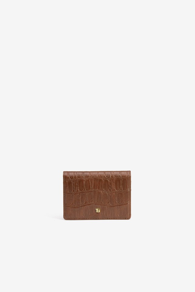 Brown Croc Textured Wallet