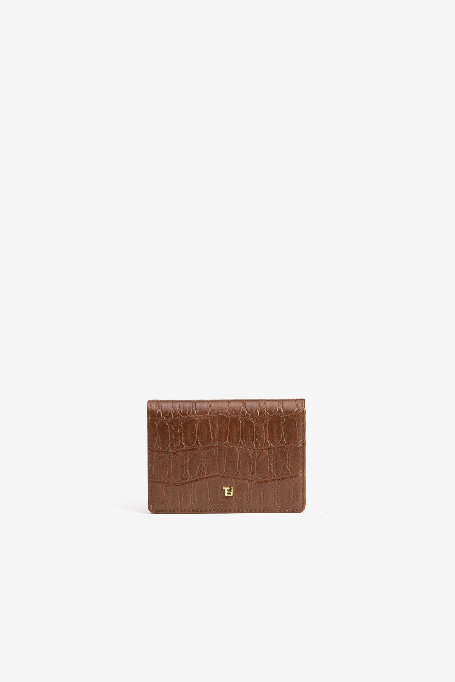 Brown Croc Textured Wallet