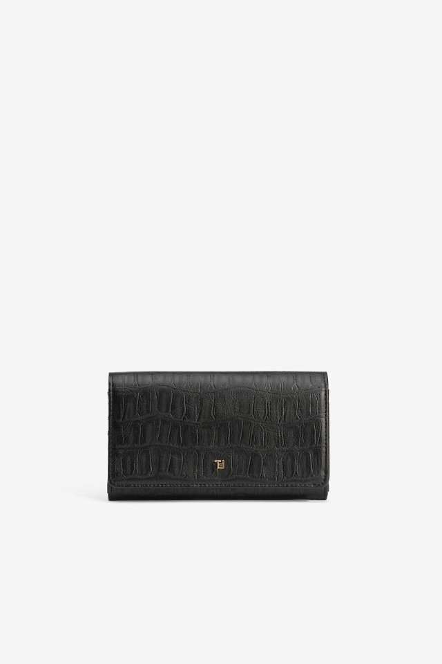 Black Croc-Texture Wallet