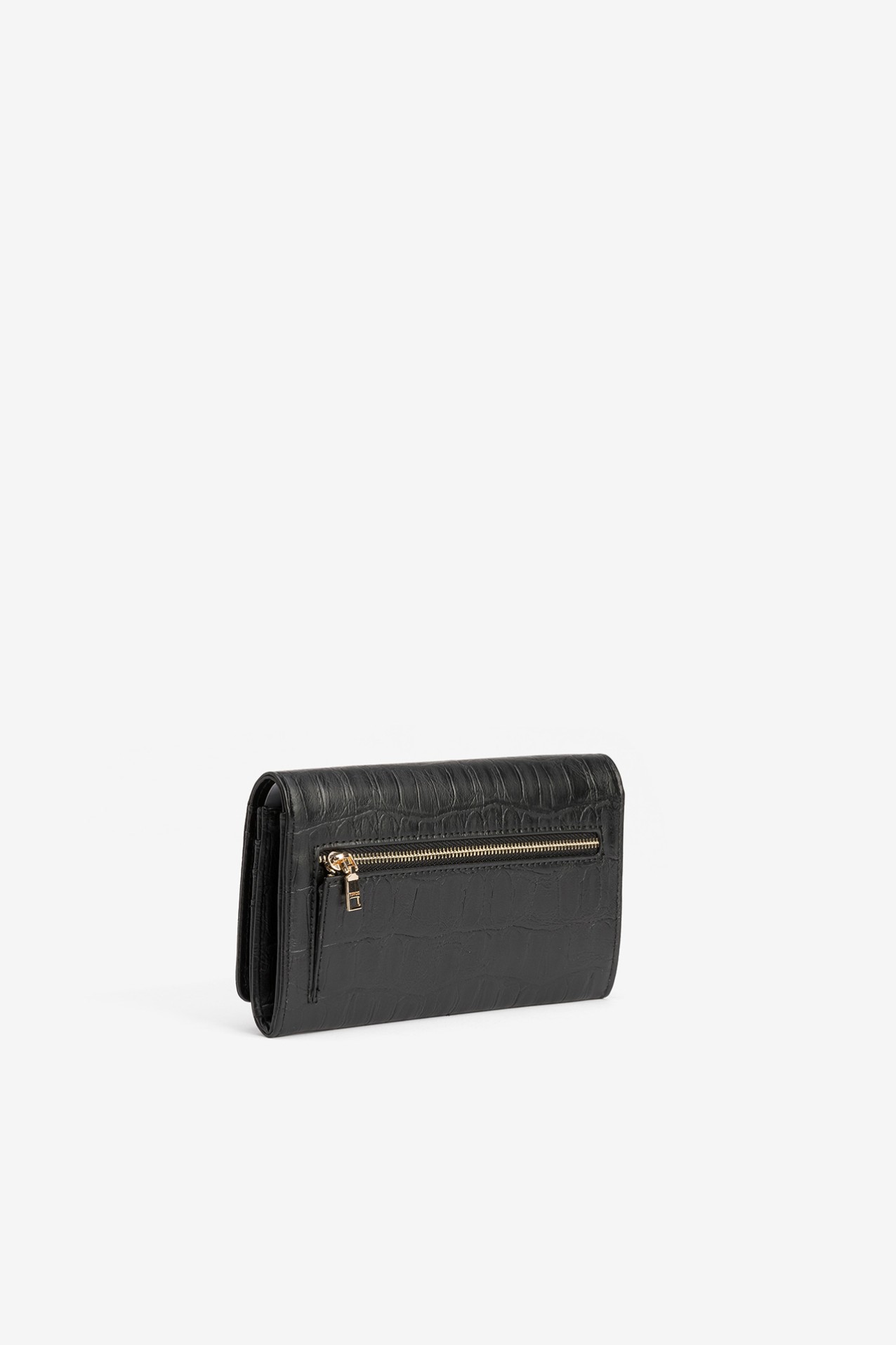 Black Croc-Texture Wallet