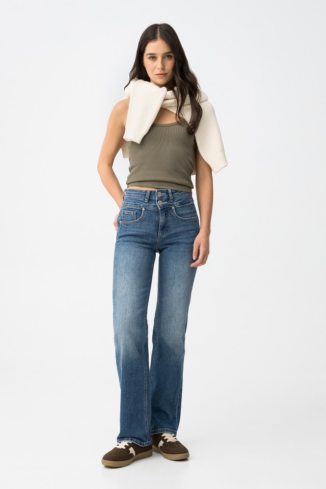 Jeans azul straight double-up