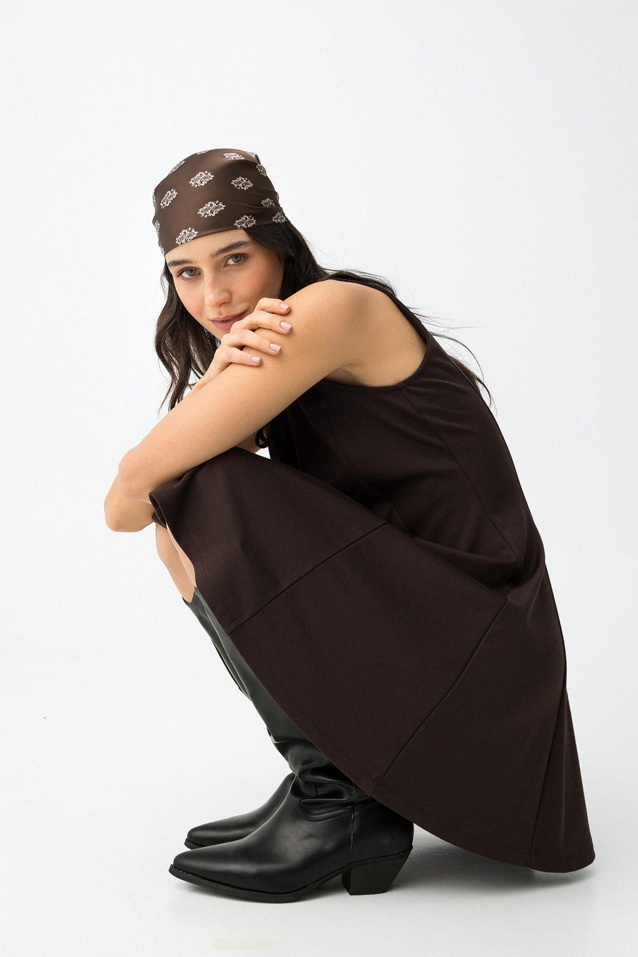 Chocolate Sleeveless Mini Dress