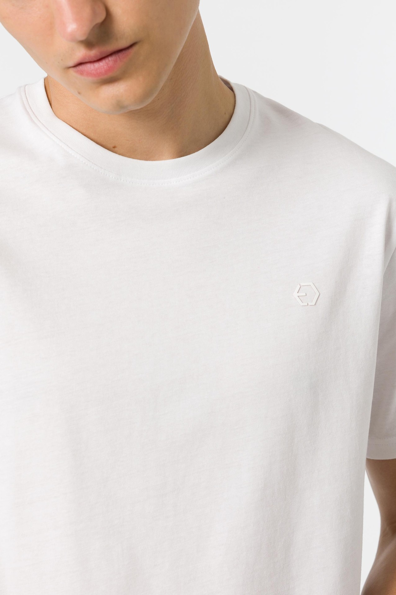 Cotton T-shirt with Embossed Detail