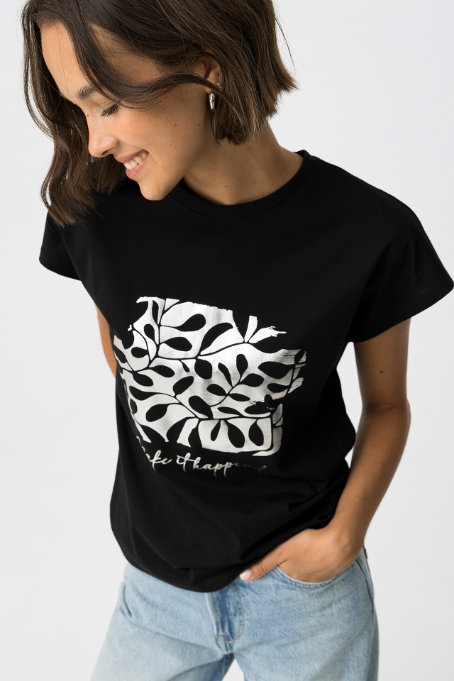 Camiseta con Estampado Metalizado