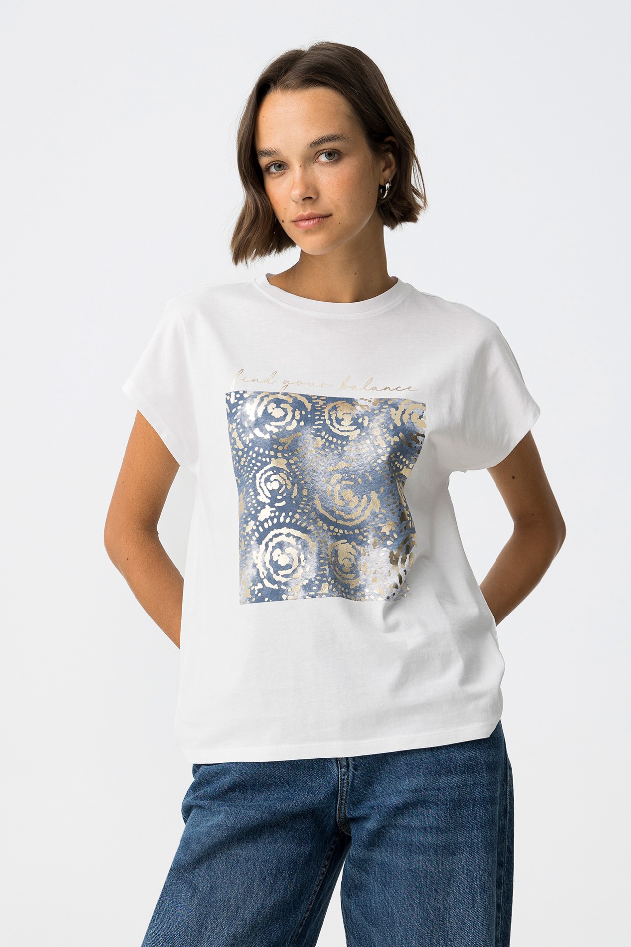 Camiseta con Estampado Metalizado