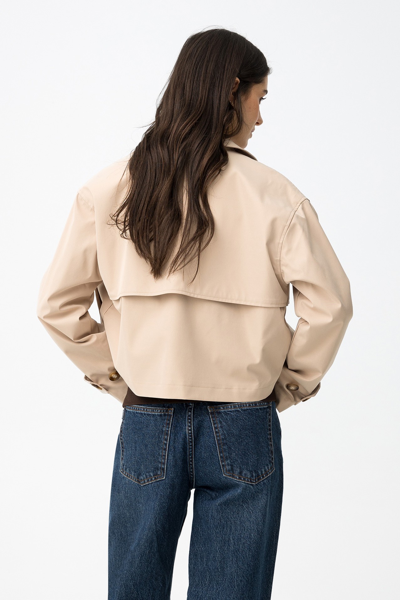 Casaco bege relaxed cropped